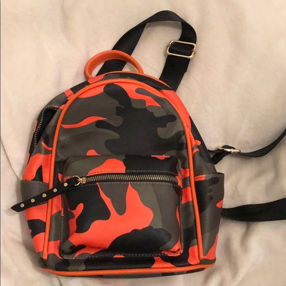 orange camo mini backpack